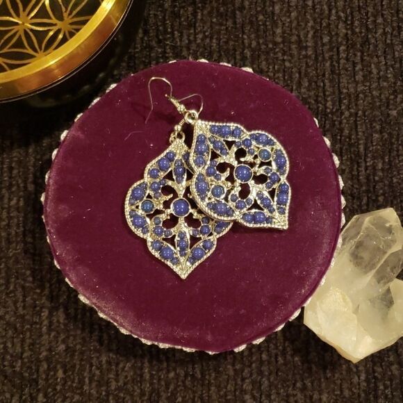 Jewelry - Geometric Design Blue Beaded Earrings